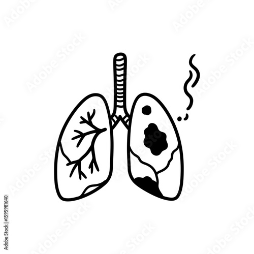 Smoking Lung with Dark Patch, Lung Damage, Respiratory Health