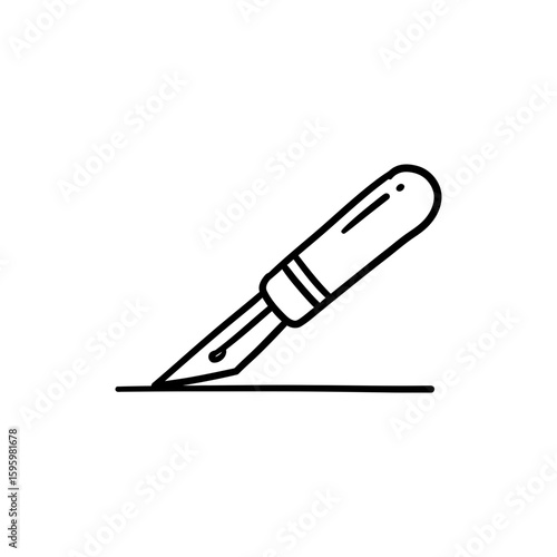 Scalpel Cutting Line in Medical Surgery Illustration