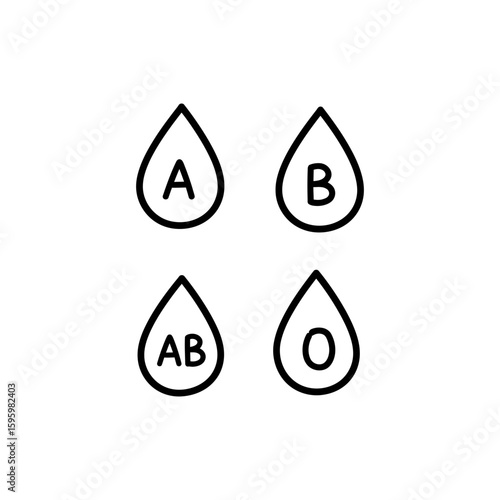 Blood Type Drop Icons for Blood Compatibility and Grouping, Medical Use