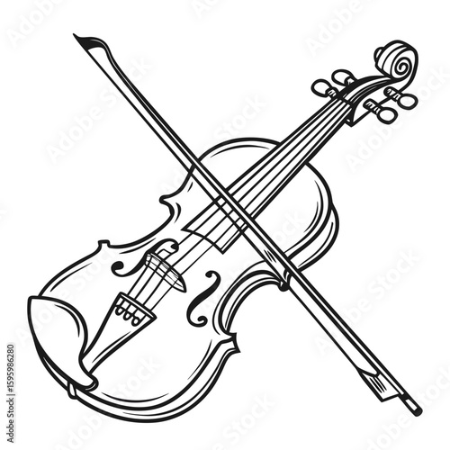 Vector Illustration of Classical Violin Isolated on White Background

