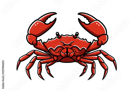 Red Crab Cartoon Illustration – Ocean Marine Animal Clipart, Coastal Seafood Art Design, Fun Beach Graphic for Stickers, T-Shirts, Logos, Menus, Decor

