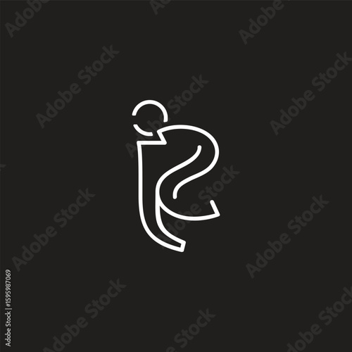 letter 2i mono line thin simple logo vector