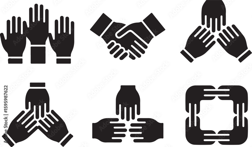 Fototapeta premium Diverse hands collaborating in various formations collaboration partnership