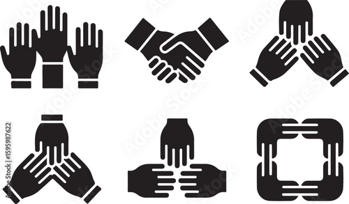 Diverse hands collaborating in various formations collaboration partnership