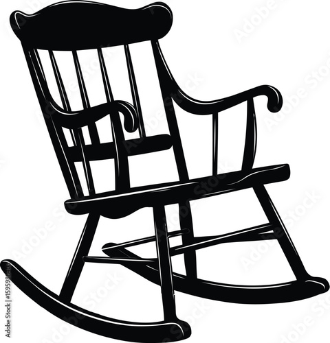Rocking Chair vector – Classic Wooden Furniture illustration.