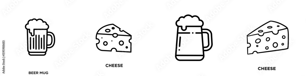 Beer mug and cheese icon set SVG on transparent background, cut out, with “BEER MUG” and “CHEESE” text
Beer mug and cheese icon set SVG on transparent background, cut out, with “BEER MUG” and “CHEESE” text