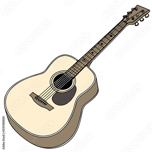 Vector Illustration of Acoustic Guitar Isolated