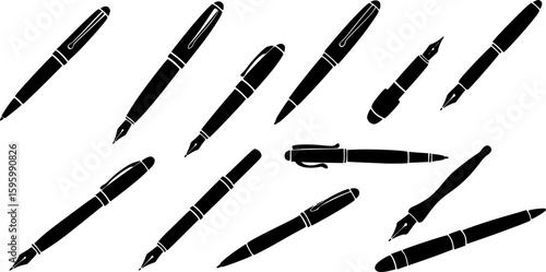 set of Pen silhouette vector illustration
. on white background