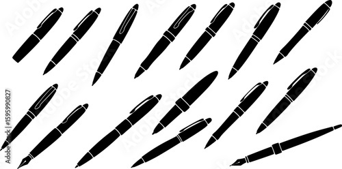 set of Pen silhouette vector illustration
. on white background