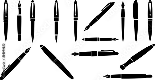 set of Pen silhouette vector illustration
. on white background