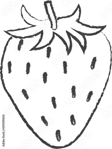 hand drawn strawberry outline icon vector, hand drawn strawberry clip art design, isolated on white background.