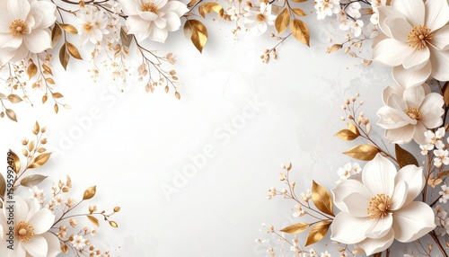 Elegant floral border design nature graphic art peaceful environment top view aesthetic appeal