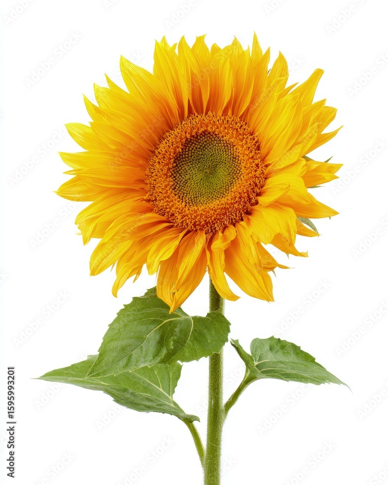 Fototapeta premium Bright Yellow Sunflower Isolated On White