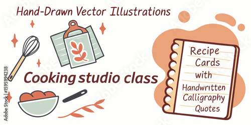 vector illustration of a set of food labels for cooking class