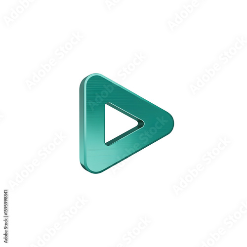 Free Download Teal 3 D Render of a Play Button Triangle Icon with Subtle Texture Isolated on a Transparent Background - GFXLoad