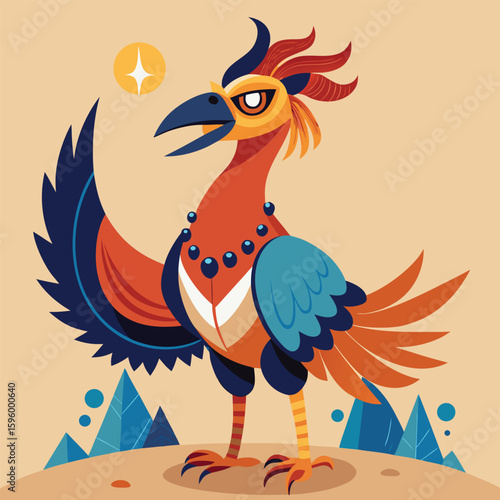 A hilarious cartoon parrot enjoying the beach, a funny bird vector illustration with a cute design