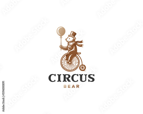 Classic Circus bear using bycle logo template for show brand