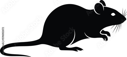 Vector art of silhouette of a mouse running on a transparent background
