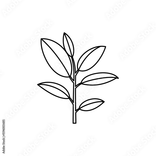 Wallpaper Mural Thin Black Icon of Rubber Plant Leaves Torontodigital.ca