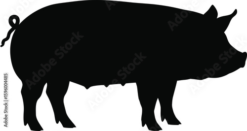 Vector art of pig silhouette isolated on transparent background