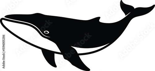 Vector art of silhouette of a humpback whale swimming on a transparent background