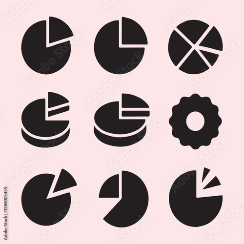 Collection of Flat Pie Chart Icons
