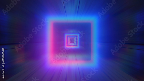 Abstract tunnel of glowing squares. Background