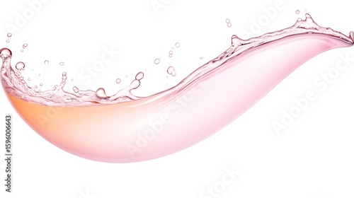 Peach pastel polish exploding sideways in a soft arc with rounded droplets, cleanly isolated on white with clipping path, minimal splash form, full frame .