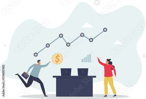 Finance fundamentals with business profit analysis.Company financial data calculation with statistics graph and diagram.human life.