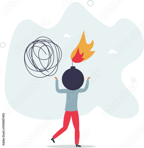 Anxiety, stressed or anger emotion, mental problem or depression,human life.