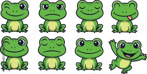 vector illustration frog toad amphibian funny cute cartoon mascot character cartoon with 8 poses 02