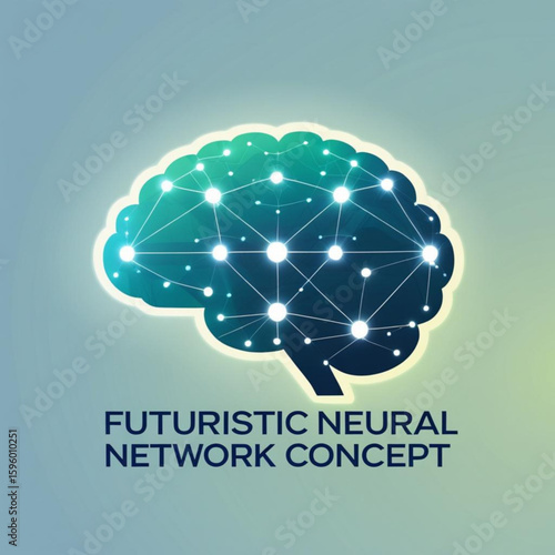 Illustration of a glowing cerebral organ with connected nodes representing neural network connections and intelligence