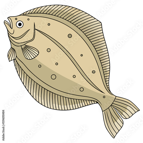 Flounder fish vector illustration perfect for posters, icon, t-shirts, cards, wall art prints and ai design.