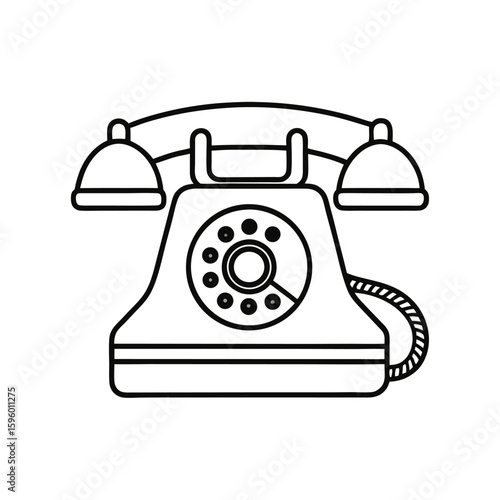Vintage Rotary Telephone Vector Icon for Communication Design
