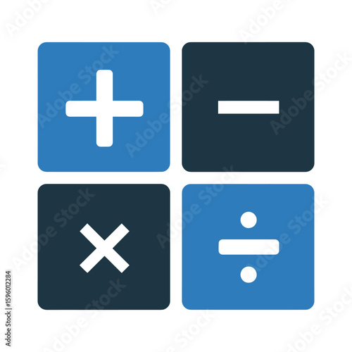 Accounting and Calculation Icon Set – Math Symbols Vector for Finance, Operations, and Calculator Tools