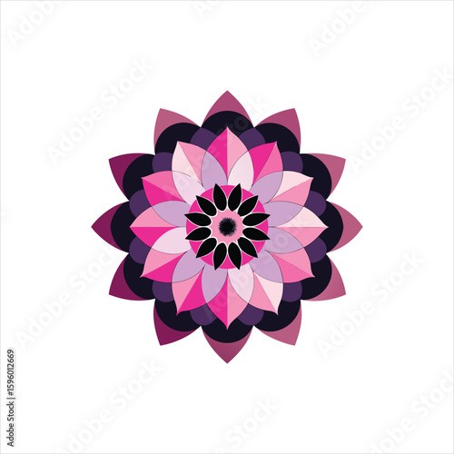 Vector illustration of a pink flower mandala design, perfect for spring or summer floral art