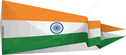 waving indian flag illustration with saffron, white, green stripes and ashoka chakra, symbolizing freedom, patriotism, and unity