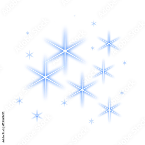 Blue sparkles light stars element png for decoration and others