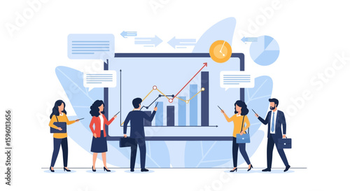Team presentation strategy session on data analytics for business progress