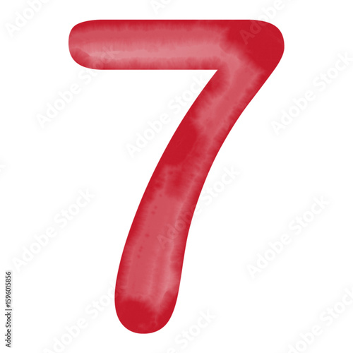 Number 7 in red water color