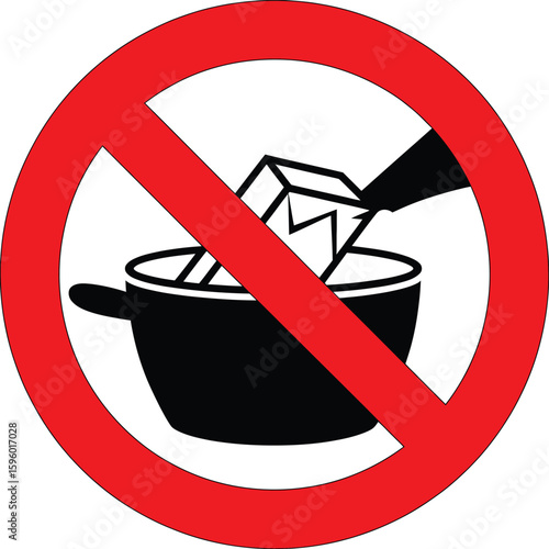 No cooking with butter sign prohibition symbol