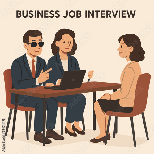 Business Job Interview - Vector Illustration with Interviewers