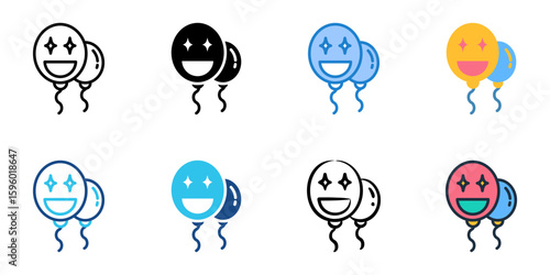 Merriment icon set multiple style collection 
