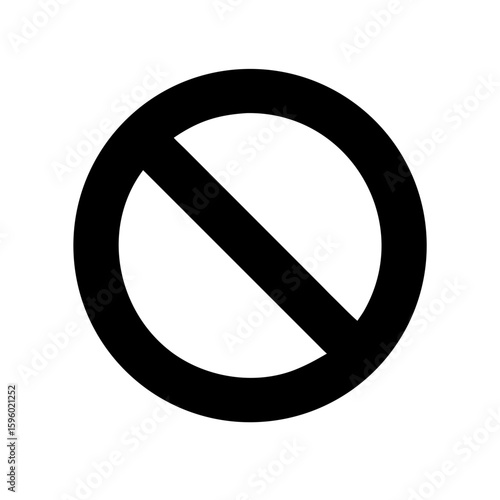 A minimalist, solid black "no" symbol icon. Excellent for websites/blogs to indicate prohibition, restrictions, errors, or unavailable content.

