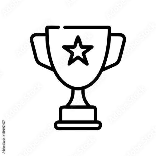 clean line art icon of a trophy with a star, perfect for websites and blogs highlighting achievements, awards, success, or recognition