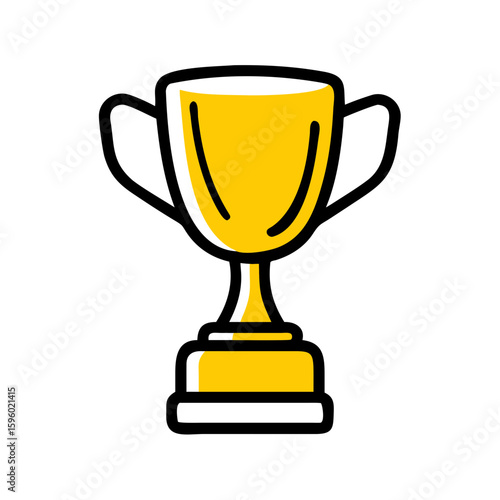 gold trophy icon in a flat, outlined doodle style, suitable for websites or blogs to represent achievements, awards, success, or competitions.