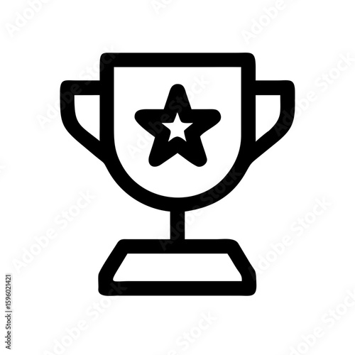 clean line art icon of a trophy with a star, perfect for websites and blogs highlighting achievements, awards, success, or recognition