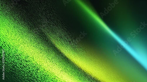 A vibrant abstract background featuring dynamic green and blue gradients. The camera glides gently across the surface