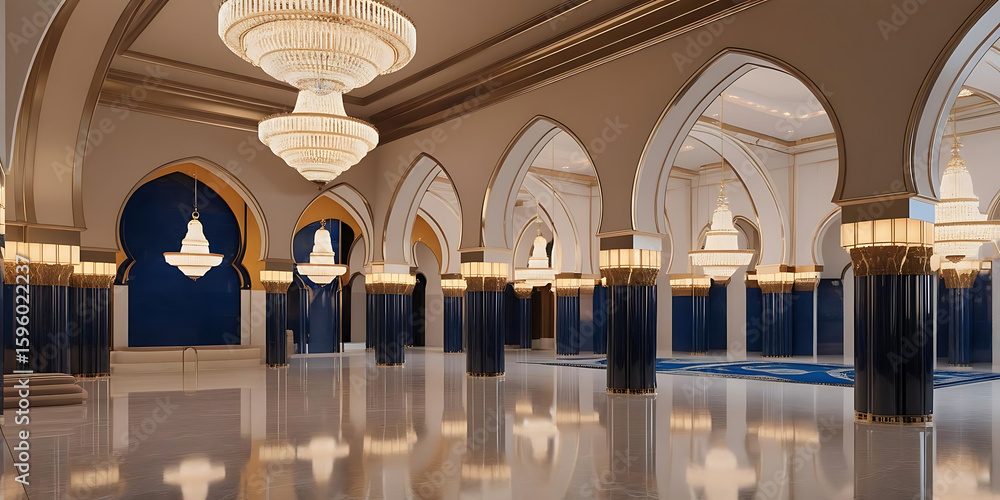 Fototapeta premium Opulent Hallway with Classic Architecture and Lighting