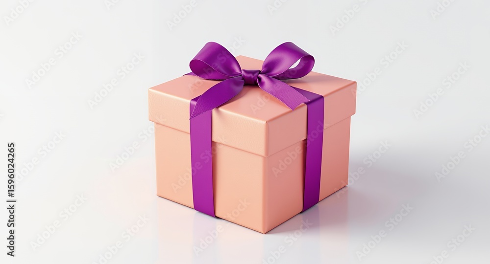 Obraz premium A gift box with a purple ribbon present celebration holiday